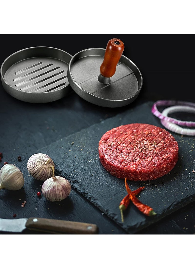 Arabest - Burger Press Patty Maker Stainless Steel Hamburger Mold Non-Stick with 100 Patty Papers - Image 1