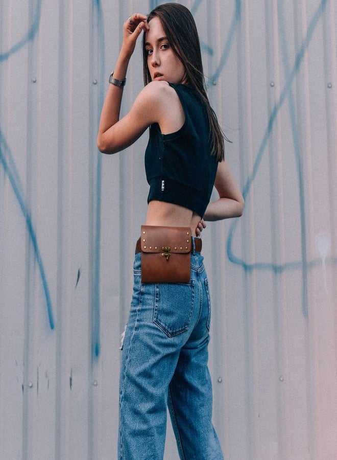 SUMGOGO Belt Pouch Waist Bag Fanny Pack Medieval Vintage Leather Pouch Cellphone Holder Holster Carry Belt Purse Pocket Casual Hiking Festival Renaissance Faire Costume Props Travel Wallet, H2-Brown, - Image 2