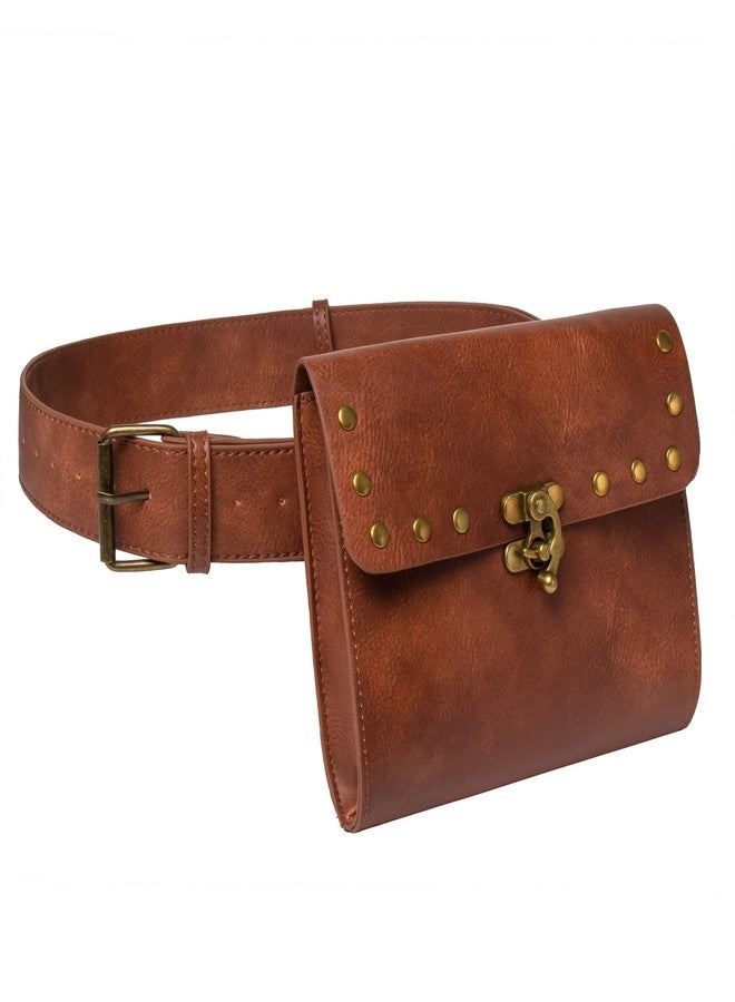 SUMGOGO Belt Pouch Waist Bag Fanny Pack Medieval Vintage Leather Pouch Cellphone Holder Holster Carry Belt Purse Pocket Casual Hiking Festival Renaissance Faire Costume Props Travel Wallet, H2-Brown, - Image 1