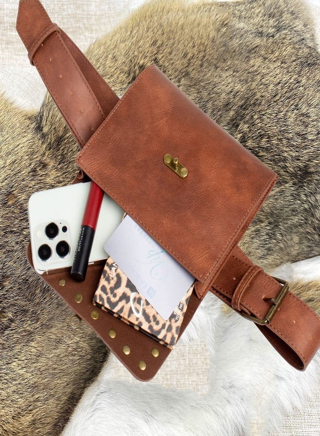 SUMGOGO Belt Pouch Waist Bag Fanny Pack Medieval Vintage Leather Pouch Cellphone Holder Holster Carry Belt Purse Pocket Casual Hiking Festival Renaissance Faire Costume Props Travel Wallet, H2-Brown, - Image 4