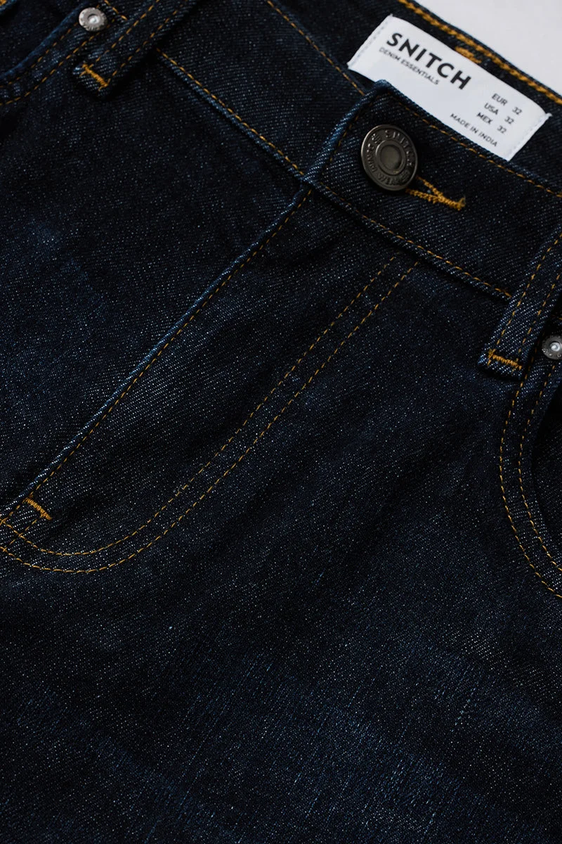 SNITCH Navy Slim Fit Washed Jeans for Men | Best Price UAE