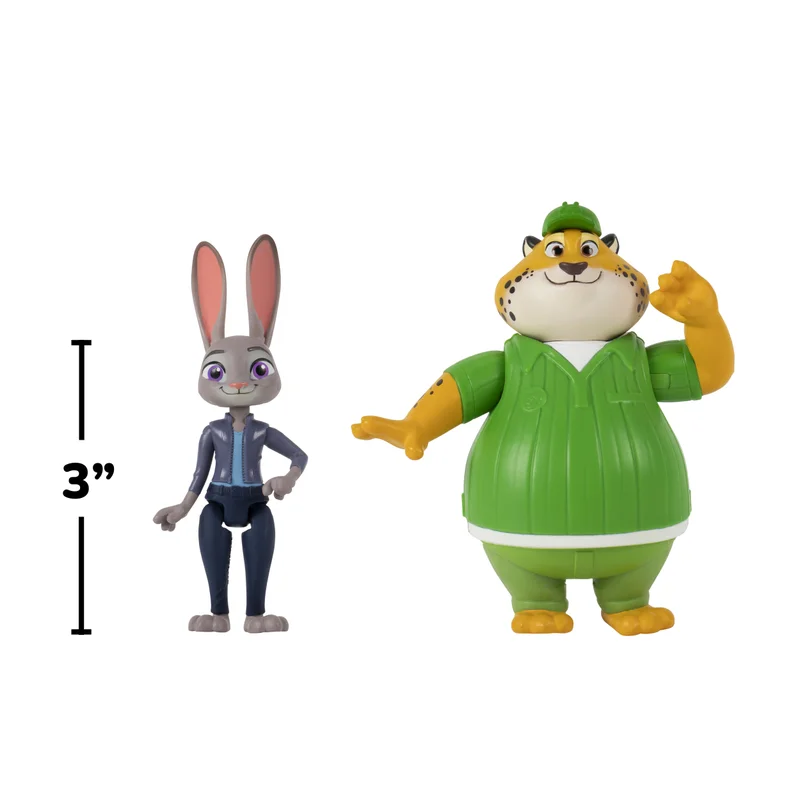 ديزني Zootropolis 2 Collectible Figure 2-in-1 Pack - Judy Hopps & Clawhauser 3-Inches | Zootopia 2 Mystery Tails Collection | Character Figure | Gift for Kids and Collectors!