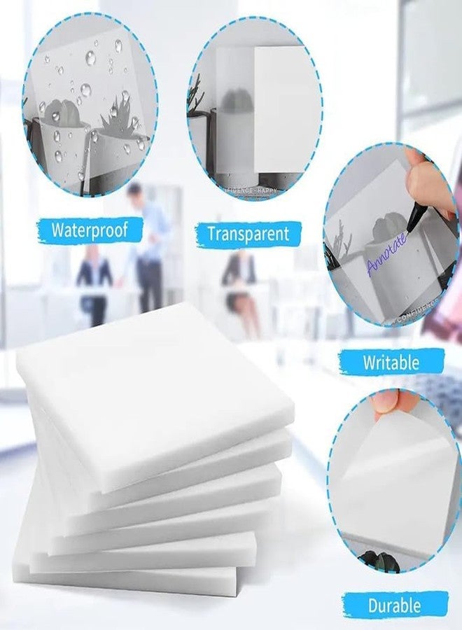 OFIXO Transparent Self-Sticky Note Pads, Clear Notes 76mm X 76mm Transparent Self Adhesive Removable Perfect for Studying and Writing, Sheet 100 Pcs (White) - Image 2