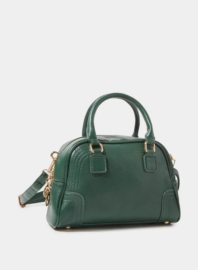 ستايلي Green Structured Zip Closure Textured Shopper Bag