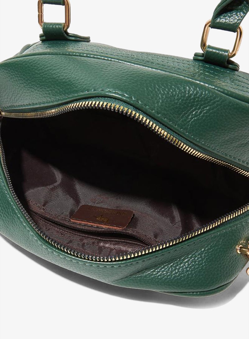 Styli Green Structured Zip Closure Textured Shopper Bag - Image 4