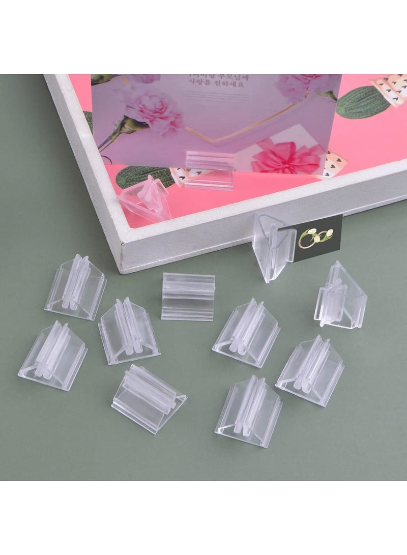 SYOSI Place Card Holders, Small Plastic Wedding Table Sign Stands, Photo and Memo Display Stands, Game Card Holders, Party Favor Stands for Photos, Memos, Table Decorations, Clear, 48 Pieces - Image 5