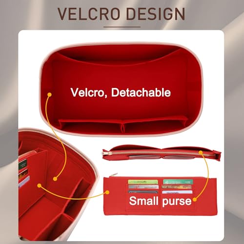 Doxo Purse Organizer Insert, Bag Organizer for Tote & Handbags, Bag in Bag, Perfect for LV Speedy 20,Alam BB,Petit Noe,and More(Red,Small) - Image 4