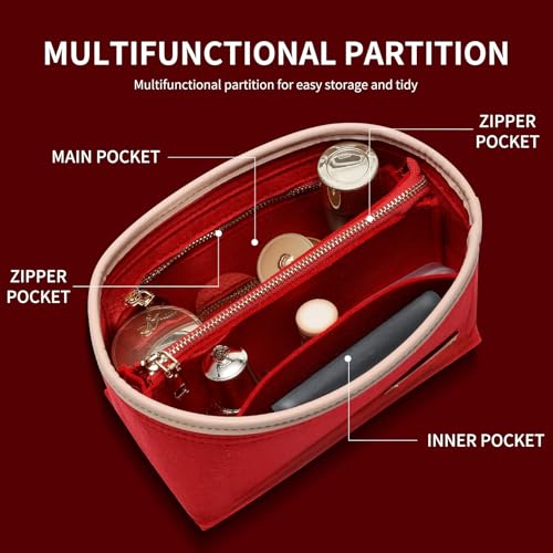 Doxo Purse Organizer Insert, Bag Organizer for Tote & Handbags, Bag in Bag, Perfect for LV Speedy 20,Alam BB,Petit Noe,and More(Red,Small) - Image 5