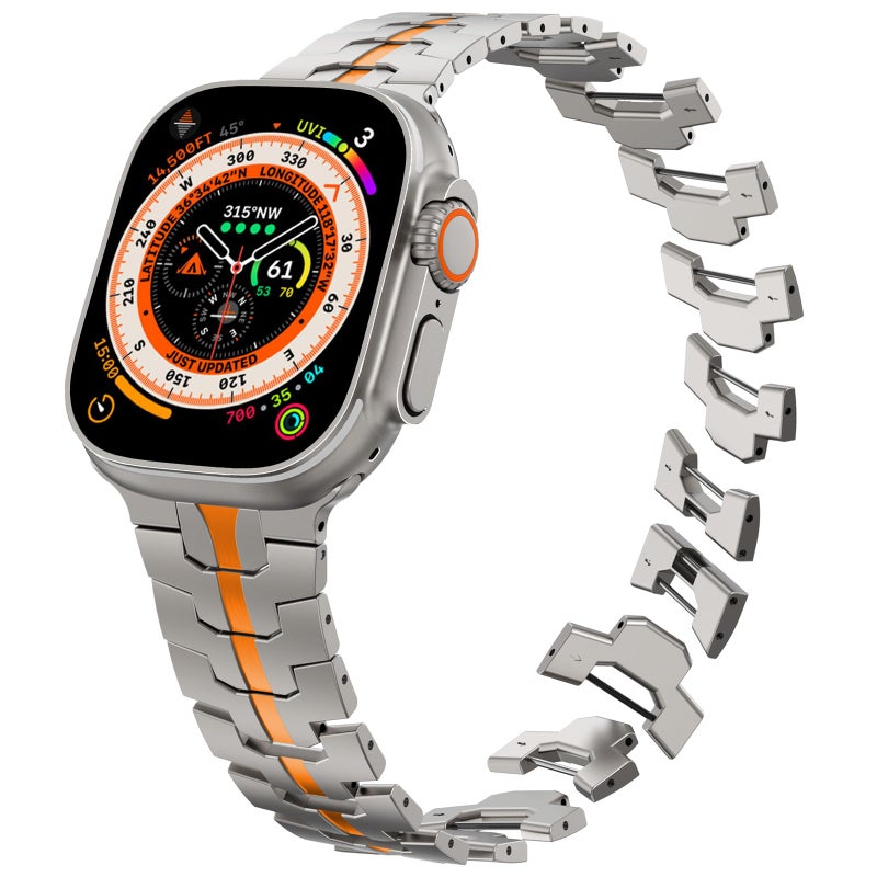 CHANCHY Stainless Steel Band for Apple Watch Band Apple Watch Ultra 3/2/1 Band 49mm, Series 11/10 46mm, 9/8/7 45mm, SE3/SE2/SE 6/5/4 44mm, 3/2/1 42mm, Metal Strap with Folding Clasp for Men - Image 4