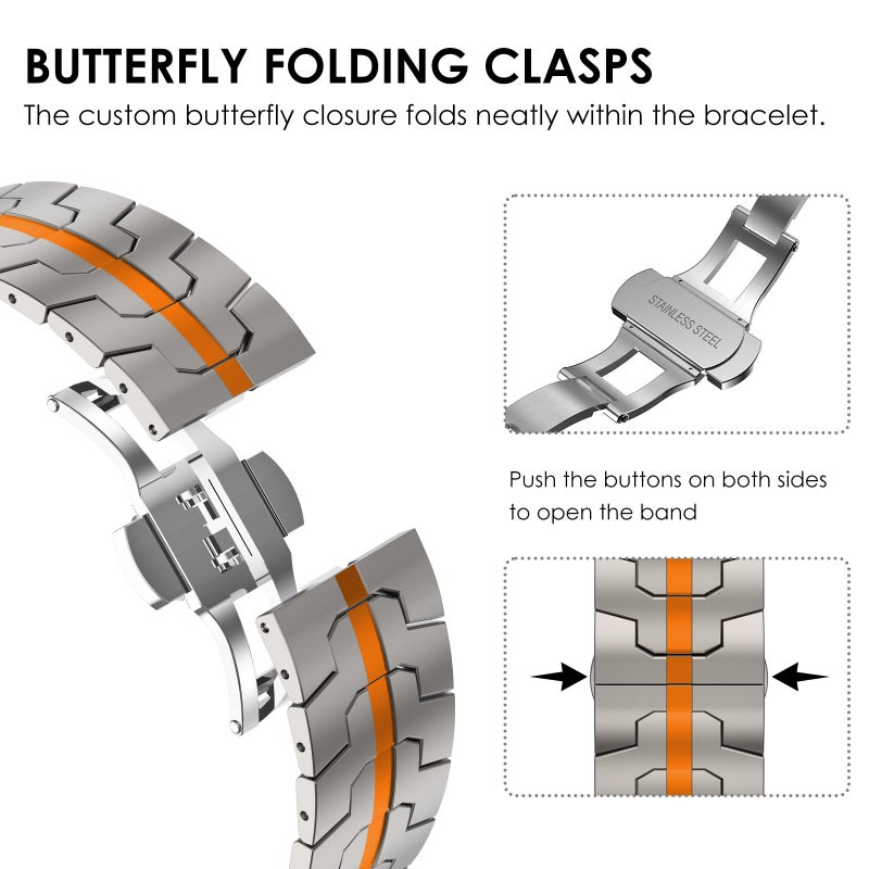 CHANCHY Stainless Steel Band for Apple Watch Band Apple Watch Ultra 3/2/1 Band 49mm, Series 11/10 46mm, 9/8/7 45mm, SE3/SE2/SE 6/5/4 44mm, 3/2/1 42mm, Metal Strap with Folding Clasp for Men - Image 3