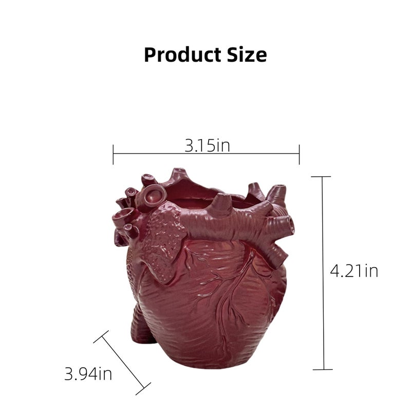 DAECHAO Heart-shaped Pen Holder for Desk Accessories Halloween Decor and Office Decor, Pencil Holder for Desk Organizers, Compact Desk Accessories Gift, Pencil Cup for School, Office, Home (Red) - Image 2