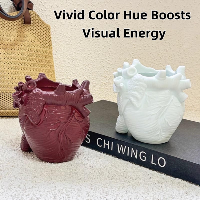 DAECHAO Heart-shaped Pen Holder for Desk Accessories Halloween Decor and Office Decor, Pencil Holder for Desk Organizers, Compact Desk Accessories Gift, Pencil Cup for School, Office, Home (Red) - Image 3