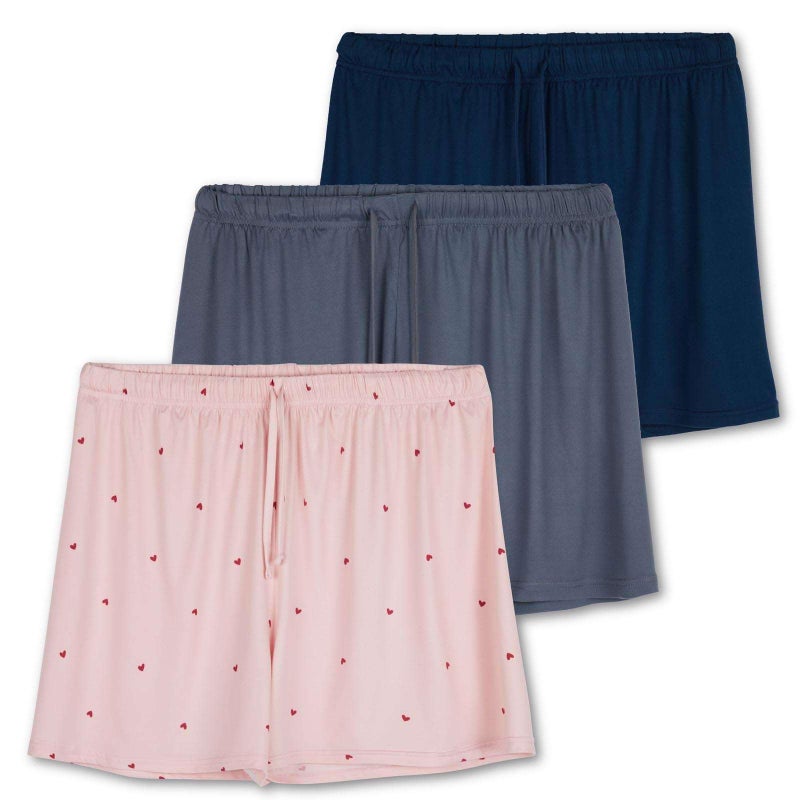 REALESSENTIALS Real Essentials 3 Pack: Women's Pajama Shorts Sleep Lounge Sweatshorts Comfy Sleepwear Bottoms (Available In Plus Size)- Set 4, Xl - Image 1
