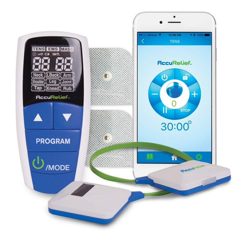 AccuRelief AccuRelief Wireless Tens Unit and EMS Muscle Stimulator Includes Pulse Massager Pain Relief Device with Remote and Mobile App TENS Machine TENS Device