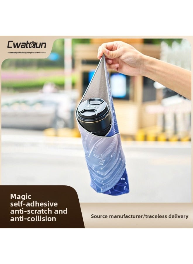 Generic Cwatcun Hong Kong Magic 100 Tape SLR Lens Wrapping Cloth Accompaniably Portable Mobile Phone Tablet 100 Fold Cloth-Color:Forest Style (45*45cm+washable+anti-shake And Anti-pull)  - Image 2