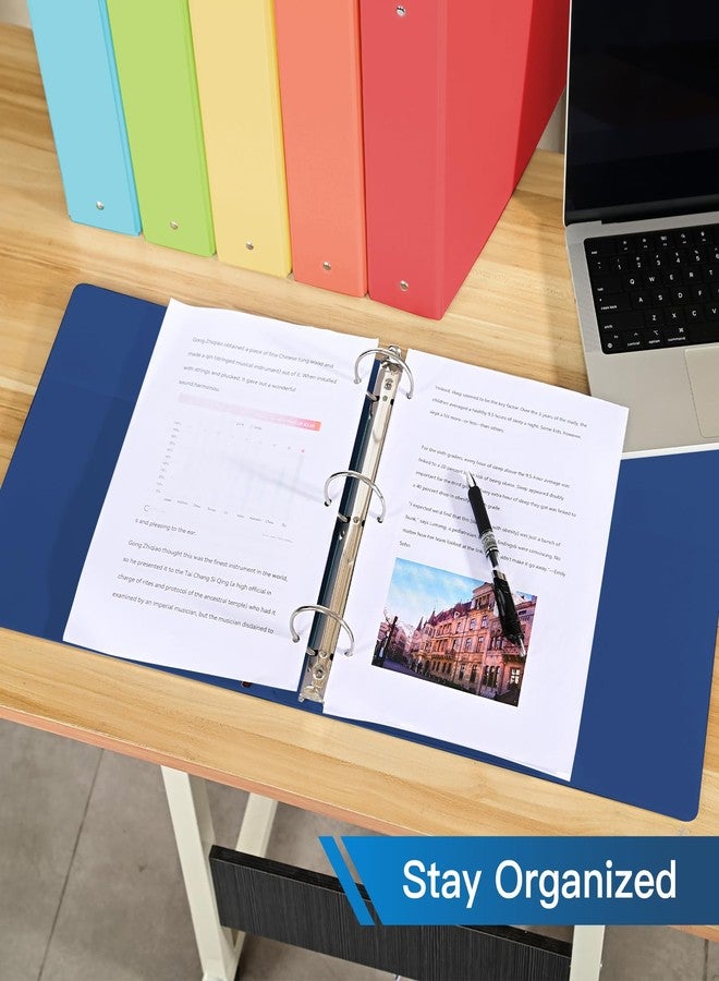 SUIN Premium 3 Ring Binder with 2 Interior Pockets, Heavy Duty Binders Holds US Letter Size 8.5'' x 11'' Paper - Versatile Binders for Office, Home, and School Use, 6 Pack (White) (2-inch Bright Colors) - Image 5