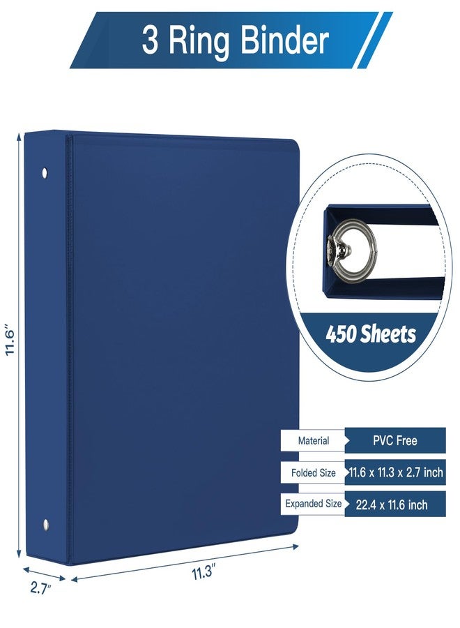 SUIN Premium 3 Ring Binder with 2 Interior Pockets, Heavy Duty Binders Holds US Letter Size 8.5'' x 11'' Paper - Versatile Binders for Office, Home, and School Use, 6 Pack (White) (2-inch Bright Colors) - Image 2
