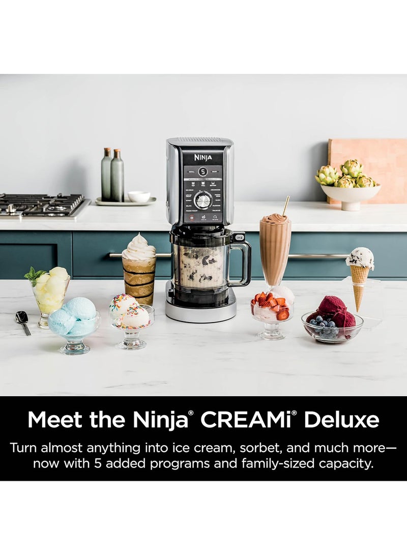 نينجا صانعة الآيس كريم والمأكولات المجمدة CREAMi Deluxe 11 في 1، للثلج، والميلك شيك، والمشروبات والمزيد، 11 برنامج، مع 2 حاويات عائلية XL، مثالية للأطفال، 2 كوارت - Image 2