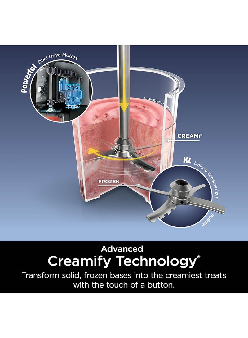 نينجا صانعة الآيس كريم والمأكولات المجمدة CREAMi Deluxe 11 في 1، للثلج، والميلك شيك، والمشروبات والمزيد، 11 برنامج، مع 2 حاويات عائلية XL، مثالية للأطفال، 2 كوارت - Image 4