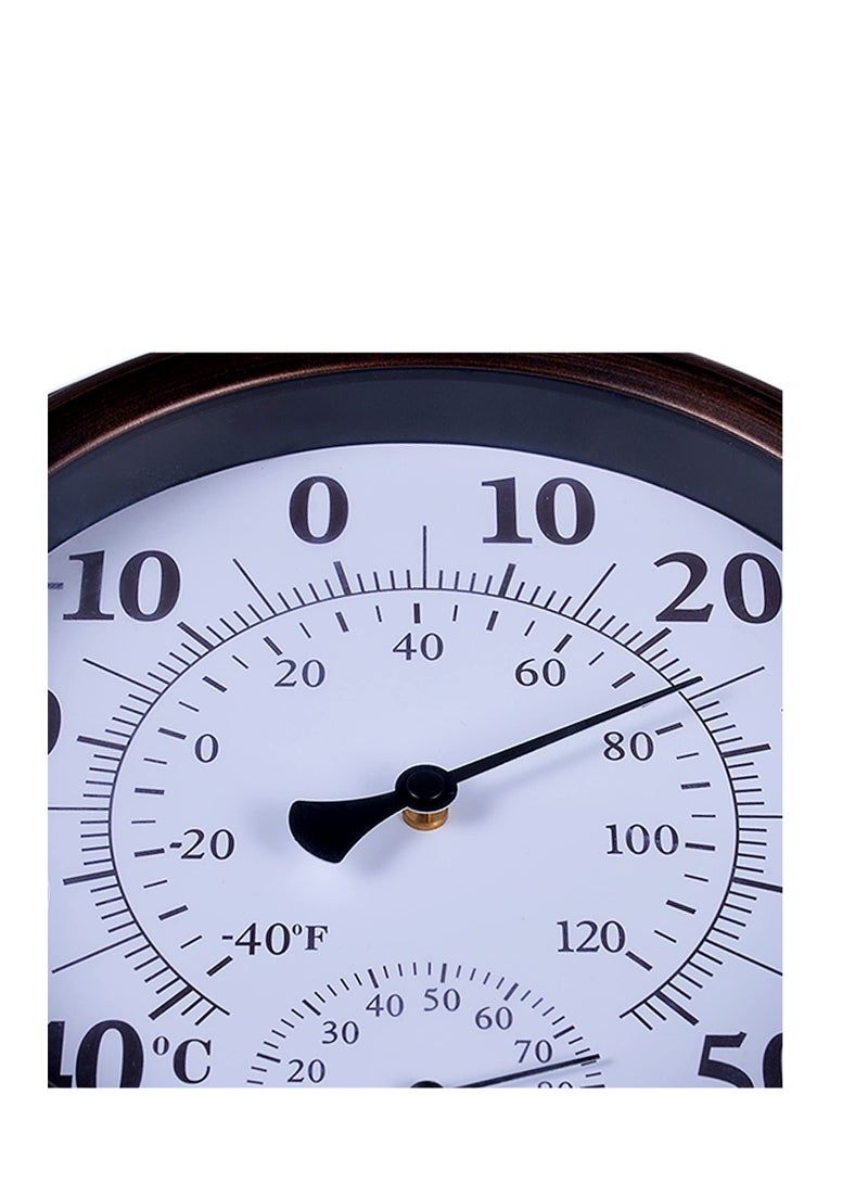 Indoor Outdoor Thermometer Wireless - Wall Thermometer Hygrometer with Stainless Steel Enclosure for Patio, Weather Thermometer Hygrometer, No Battery Required Hanging Hygrometer Round 8" in Diameter - Image 2
