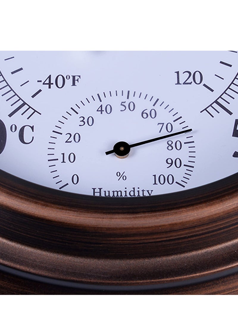 Indoor Outdoor Thermometer Wireless - Wall Thermometer Hygrometer with Stainless Steel Enclosure for Patio, Weather Thermometer Hygrometer, No Battery Required Hanging Hygrometer Round 8" in Diameter - Image 3