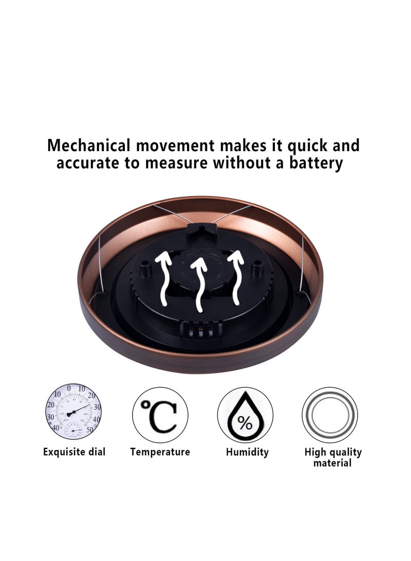 Indoor Outdoor Thermometer Wireless - Wall Thermometer Hygrometer with Stainless Steel Enclosure for Patio, Weather Thermometer Hygrometer, No Battery Required Hanging Hygrometer Round 8" in Diameter - Image 5