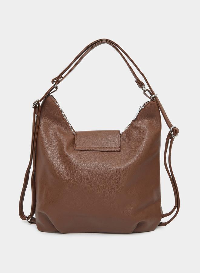 Styli Brown Textured Shoulder Bag - Image 2