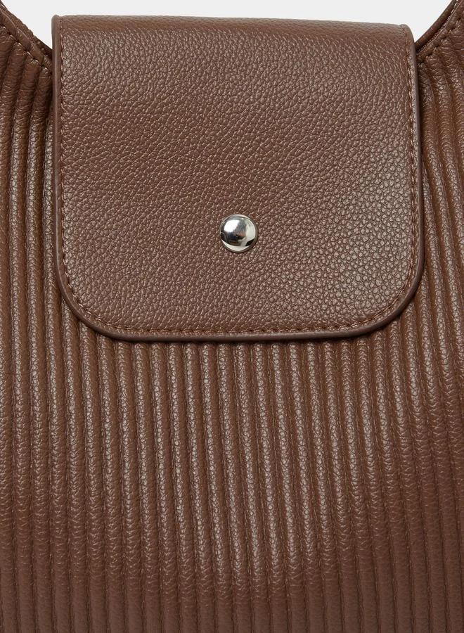 ستايلي شنطة كتف بنية بنسيج مميز