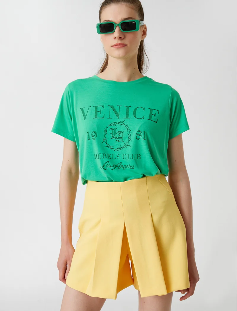 KOTON Letter Printed T-Shirt Crew Neck Short Sleeve