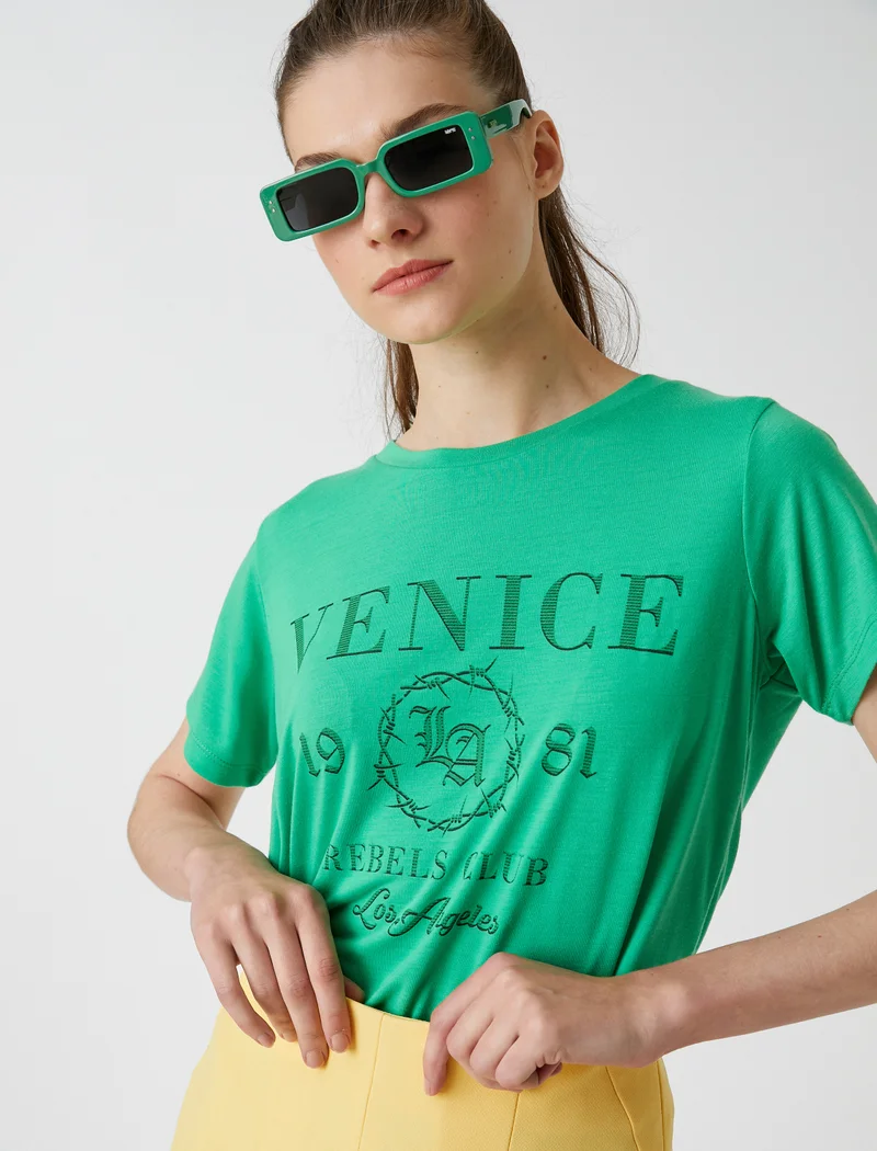 KOTON Letter Printed T-Shirt Crew Neck Short Sleeve