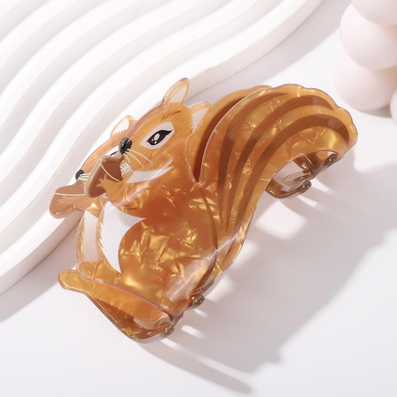 Autumn Squirrel Shape Hair Claw Clip Colorful Animal NonSlip Hair Accessories for Medium Hair Women Girls