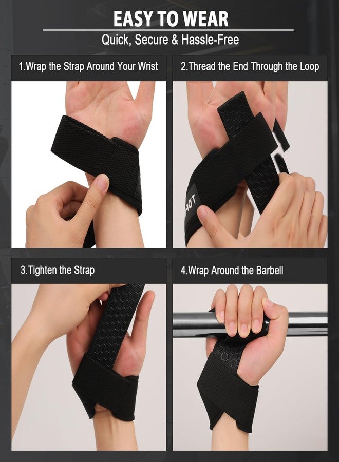 TOPOKO Lifting Wrist Straps for Weightlifting, Deadlifts, Powerlifting & Strength Training – 21.2” Cotton Workout Straps with Neoprene Padding & Non-Slip Hex Grip – Gym Straps for Men & Women - Image 3
