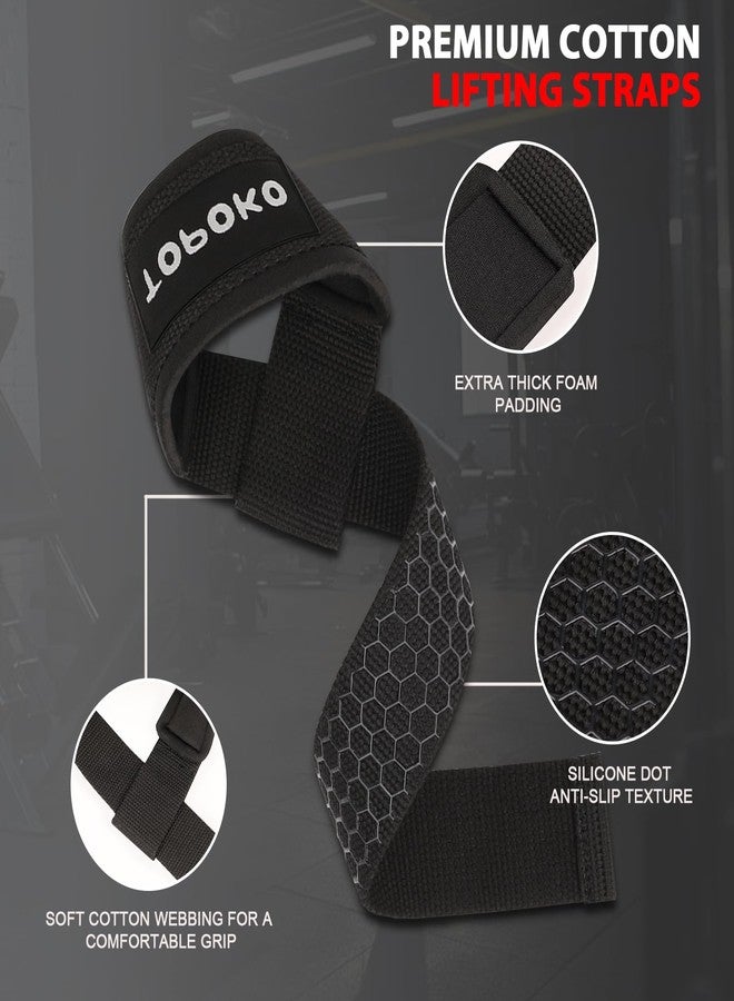 TOPOKO Lifting Wrist Straps for Weightlifting, Deadlifts, Powerlifting & Strength Training – 21.2” Cotton Workout Straps with Neoprene Padding & Non-Slip Hex Grip – Gym Straps for Men & Women - Image 4