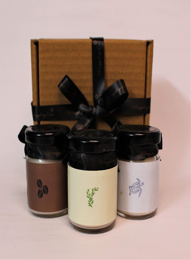 Wrapped up Love مجموعة شموع معطرة صغيرة من Wrapped up Love (بروائح Marine Melody، والقهوة المحمصة، والنعناع والأوكالبتوس) - عبوة من 3 قطع - Image 2