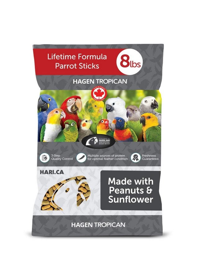 Hari Hari Tropican Bird Food, Hagen Parrot Food with with Peanuts & Sunflower Seeds, Maintenance Sticks, Lifetime Formula, 8 lb Bag  - Image 1