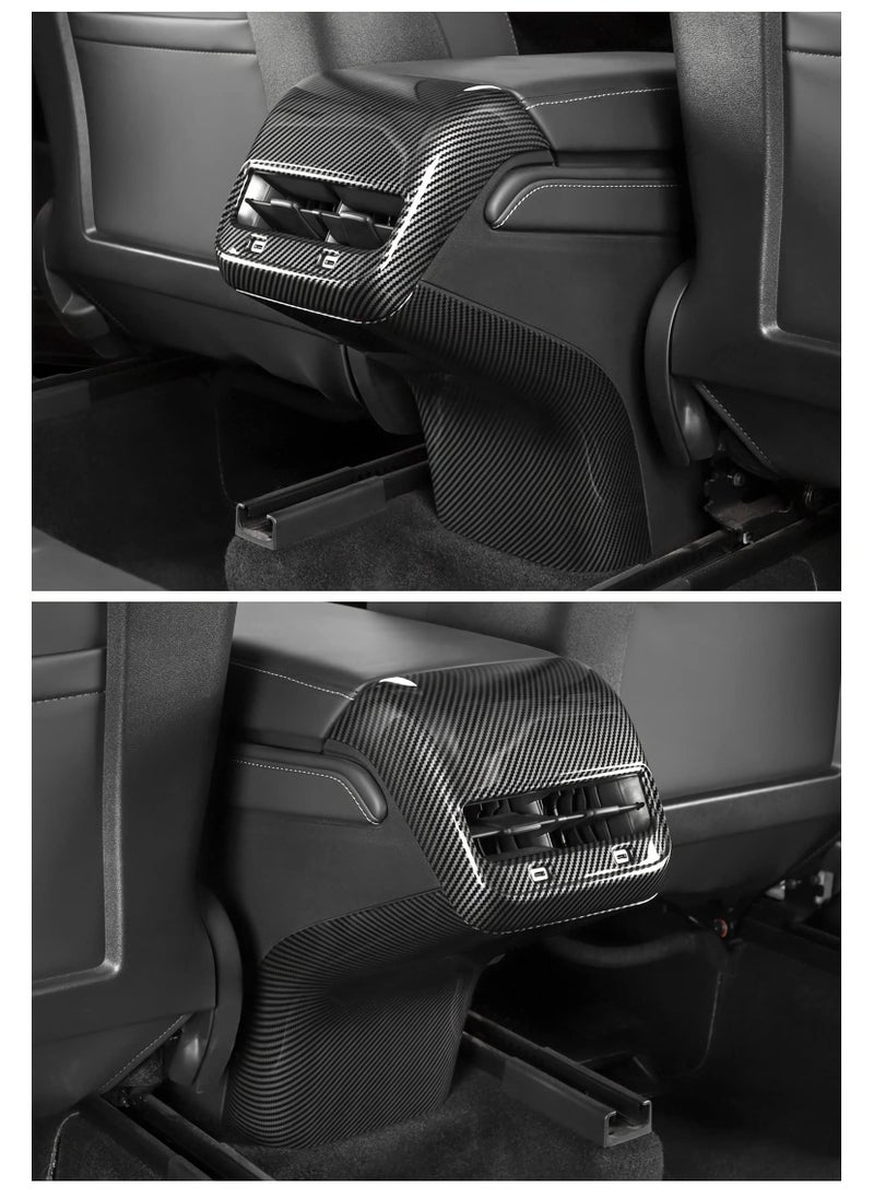 Captaintech Rear Air Conditioning Vent Cover for Tesla Model 3 & Model Y, Glossy Carbon Fiber Pattern Trim, Anti-Kick Cover Protector for Tesla Accessories.  - Image 5