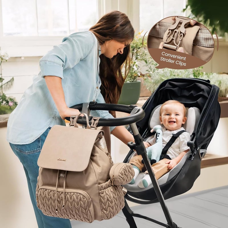 LOVEVOOK Khaki Diaper Bag Backpack - Image 3