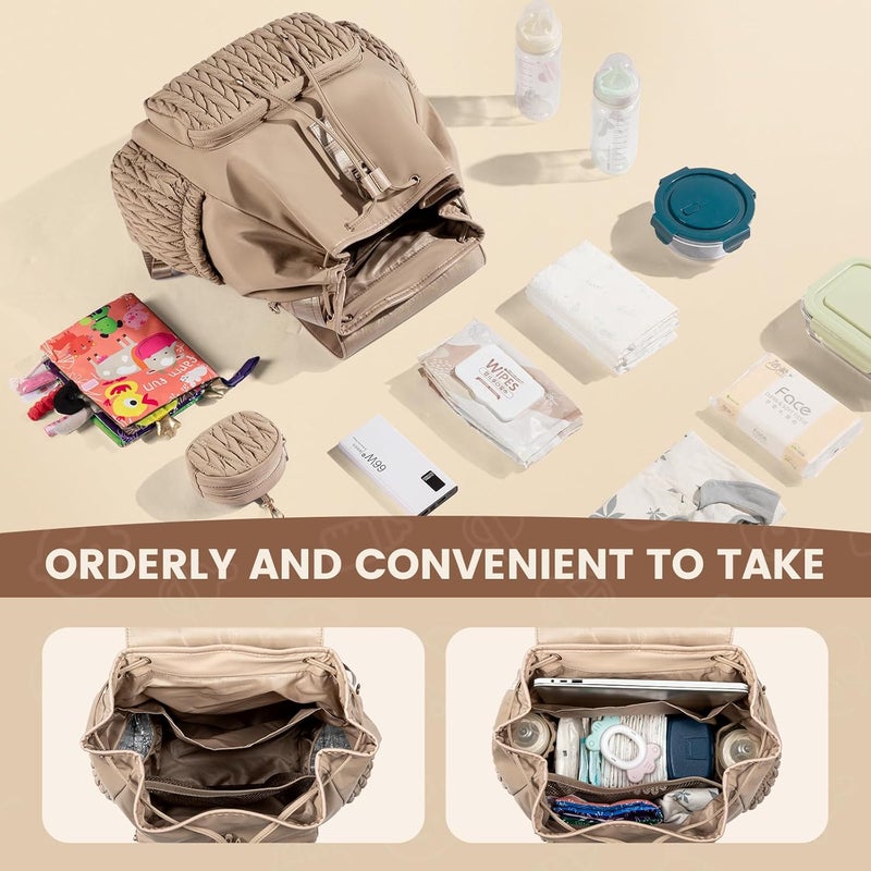LOVEVOOK Khaki Diaper Bag Backpack - Image 2