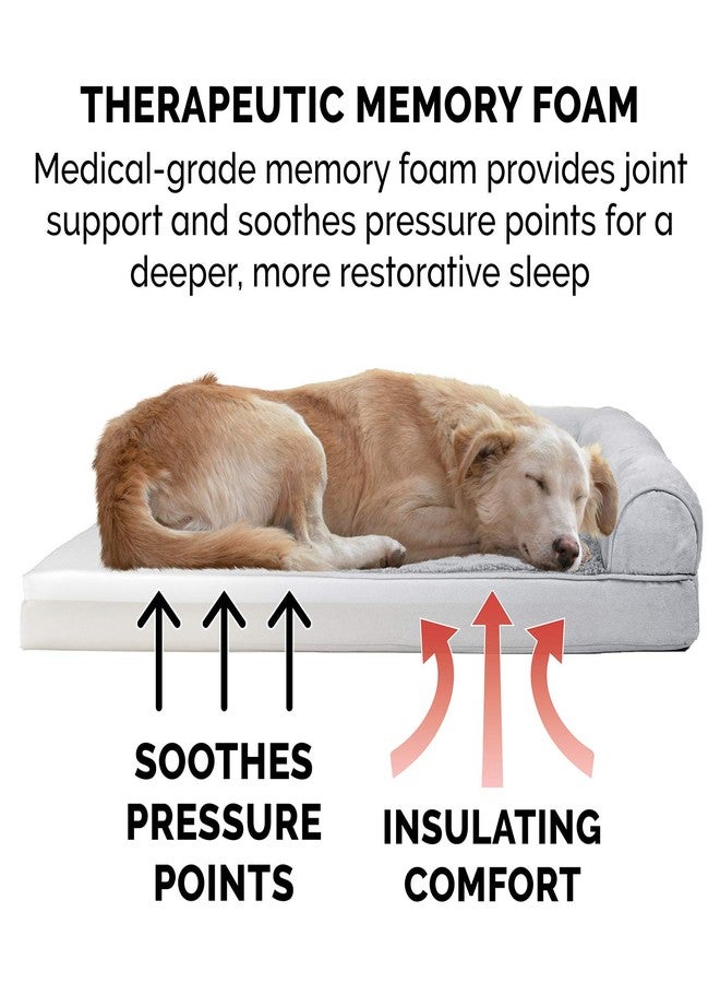 Furhaven Memory Foam Dog Bed for Medium/Small Dogs w/ Removable Bolsters & Washable Cover, For Dogs Up to 35 lbs - Plush & Suede Sofa - Gray, Medium - Image 4