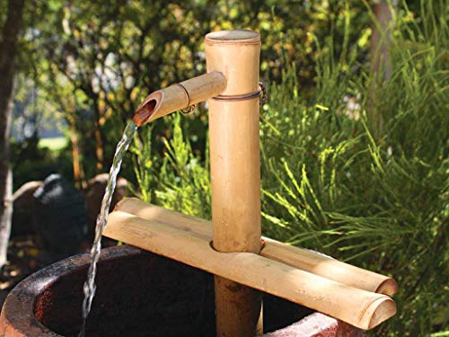 Bamboo Accents Zen Garden Water Fountain Kit - Adjustable Spout with Smooth Matte Finish, Includes Submersible Pump - Ideal for Indoor & Outdoor Use, Container Not Included (12" Adj Half-Rounds) - Image 1
