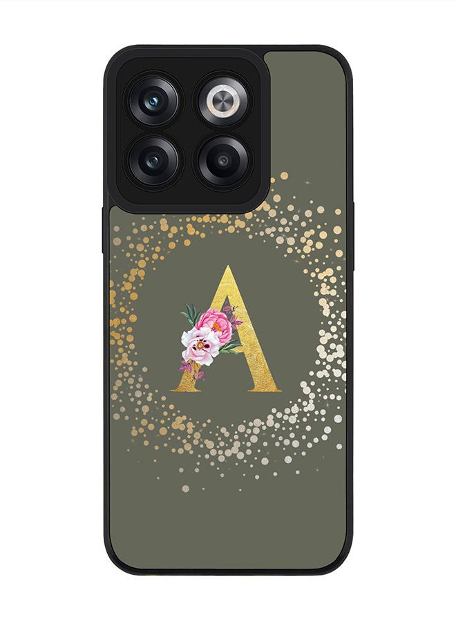 Stylizedd Rugged Black edge case for OnePlus Ace Pro Slim fit Soft Case Flexible Rubber Edges TPU Gel Thin Cover - Custom Monogram Initial Letter Floral Pattern Alphabet - A (Olive Green) - Image 1