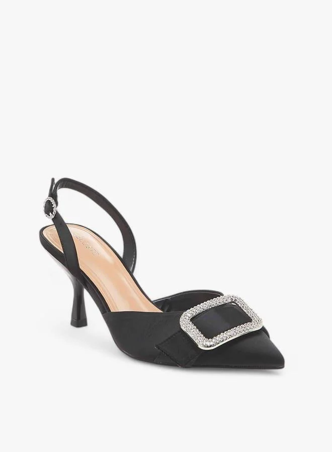 سيليست حذاء نسائي بكعب ستيليتو مزين بإبزيم وحزام خلفي