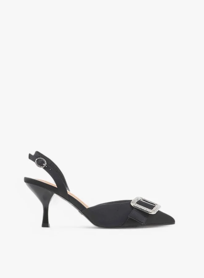Celeste Women's Embellished Slingback Shoes with Buckle Closure and Stiletto Heels