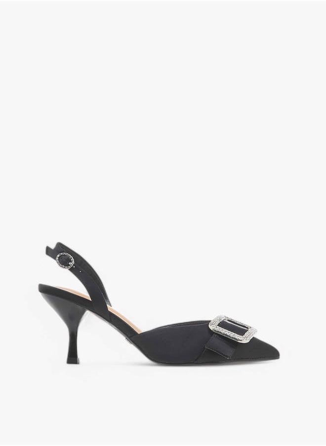 Celeste Women's Embellished Slingback Shoes with Buckle Closure and Stiletto Heels  - Image 3