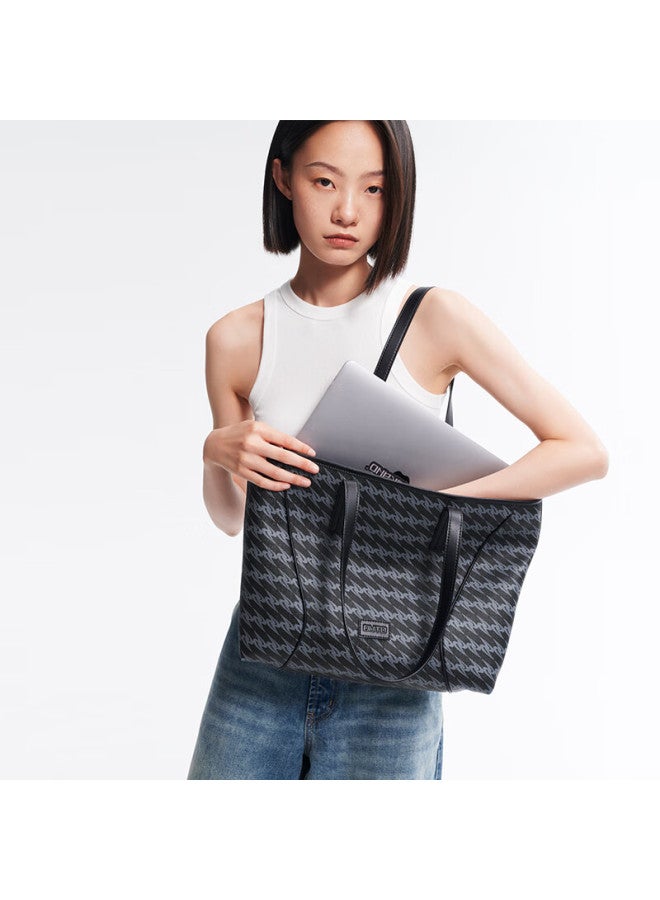 OMTO to New Black Truffle Zipper Tote Bag For Women, Large Capacity Bag, College Student Gift For Qixi Valentine's Day, Shoulder Bag - Image 4