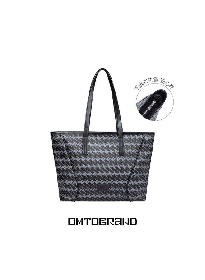 OMTO to New Black Truffle Zipper Tote Bag For Women, Large Capacity Bag, College Student Gift For Qixi Valentine's Day, Shoulder Bag - Image 1