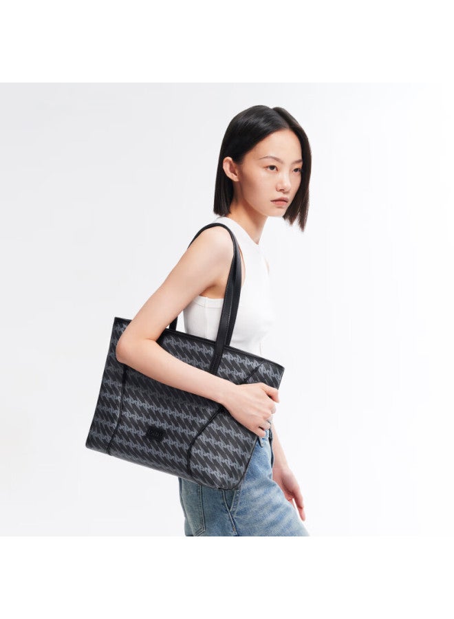 OMTO to New Black Truffle Zipper Tote Bag For Women, Large Capacity Bag, College Student Gift For Qixi Valentine's Day, Shoulder Bag - Image 3