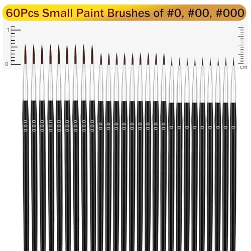 Anezus 60Pcs Thin Detail Paint Brushes Fine Tip Paint Brushes Set with 3 Size #000#00#0 Liner brush for Miniature 40k Model Crafts Watercolor Acrylics Oil - Image 3