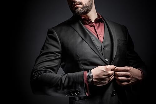 SERASAR Bracelets for Men Black Leather Bracelet Mens Cowhide Gift Box Braided Stainless Steel Jewelry Wrist Band Cuff Circlet Bangle Dad Man Pulseras para Hombres Cuero Regalo - Image 3