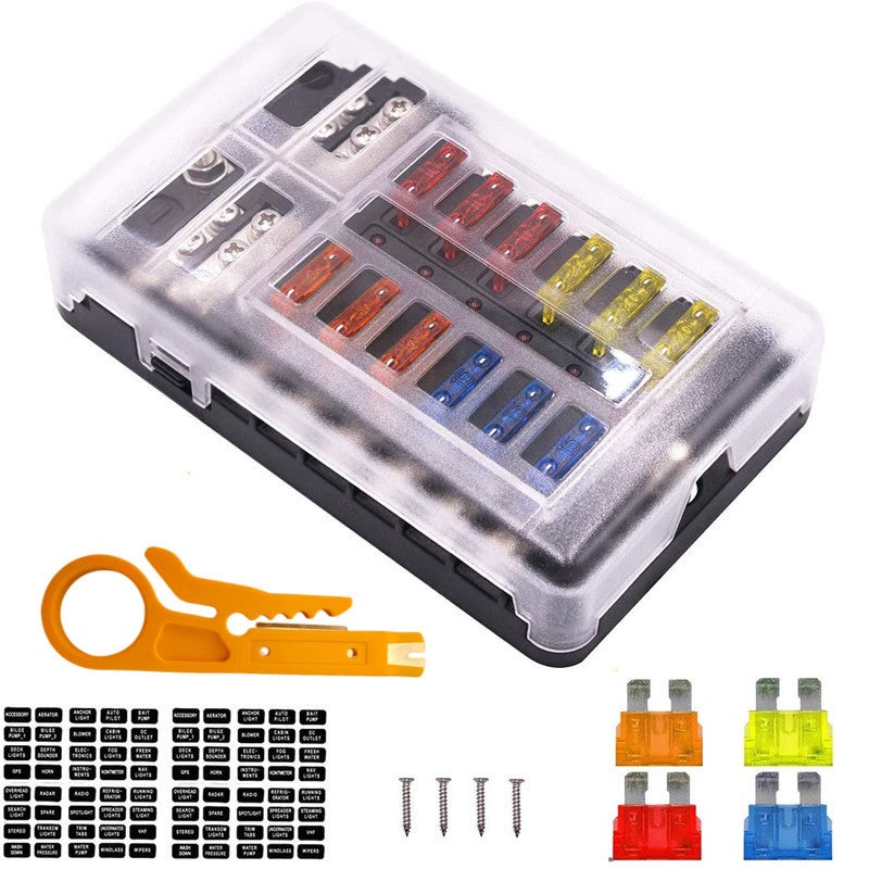 Modified Multi-Channel Fuse Box 12-Channel Positive And Negative Pole Car Boat Fuse Seat With Led Lamp Screw Insert Fuse Box - Image 3